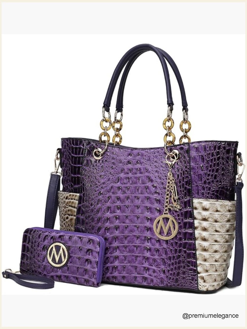 Tote Handbag Set with Wallet Vegan Leather Purse Large Shopper Bag